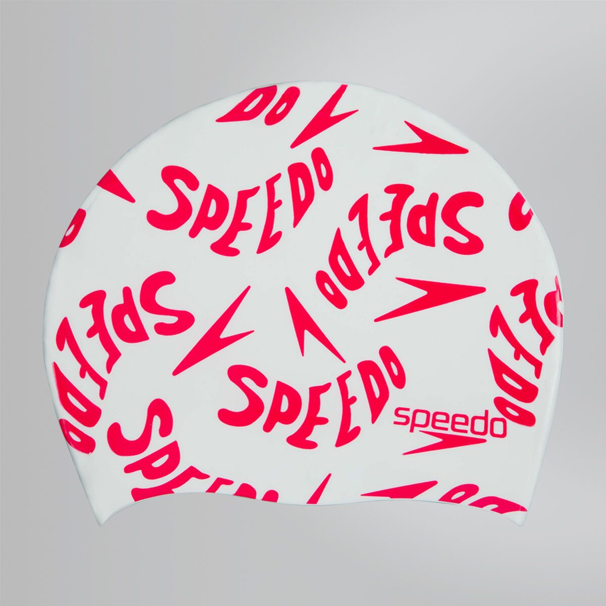 Speedo Junior Slogan Cap Swim Hat White/Red