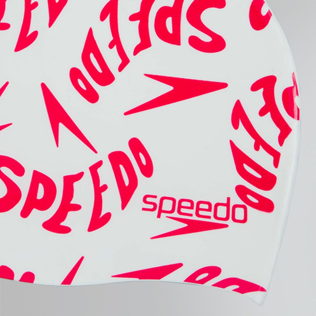 Speedo Junior Slogan Cap Swim Hat White/Red